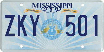 MS license plate ZKY501