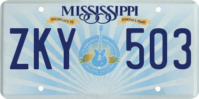 MS license plate ZKY503