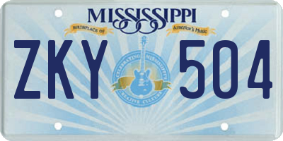 MS license plate ZKY504