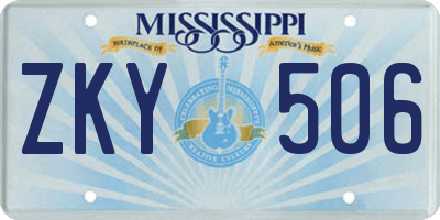 MS license plate ZKY506