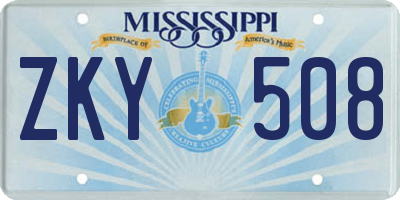 MS license plate ZKY508