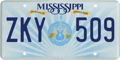 MS license plate ZKY509