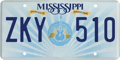 MS license plate ZKY510