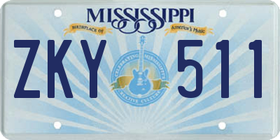 MS license plate ZKY511