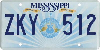 MS license plate ZKY512