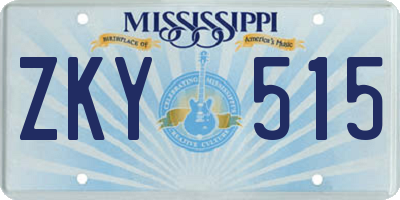 MS license plate ZKY515