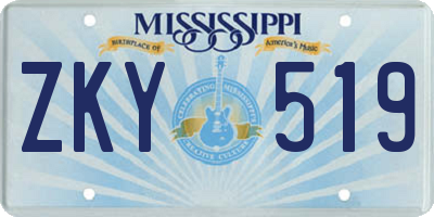 MS license plate ZKY519