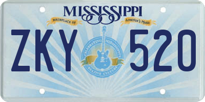 MS license plate ZKY520