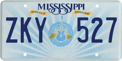 MS license plate ZKY527