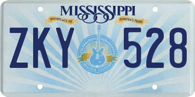 MS license plate ZKY528