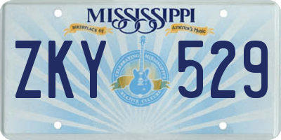 MS license plate ZKY529