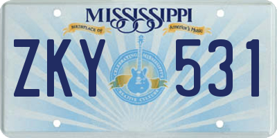 MS license plate ZKY531