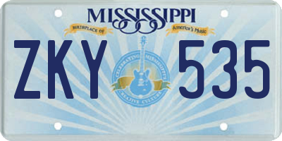 MS license plate ZKY535