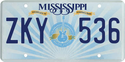 MS license plate ZKY536