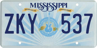 MS license plate ZKY537