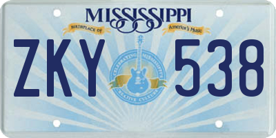 MS license plate ZKY538