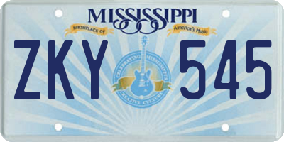 MS license plate ZKY545