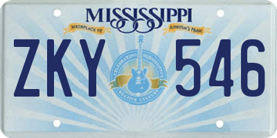 MS license plate ZKY546