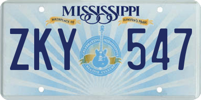 MS license plate ZKY547