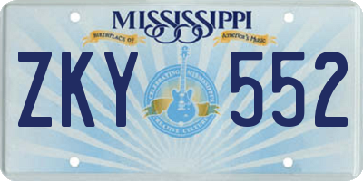 MS license plate ZKY552
