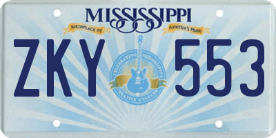 MS license plate ZKY553
