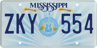 MS license plate ZKY554