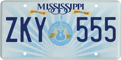 MS license plate ZKY555