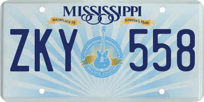 MS license plate ZKY558