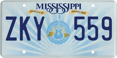 MS license plate ZKY559