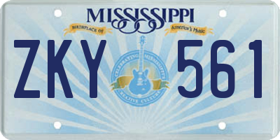 MS license plate ZKY561