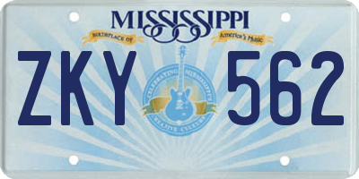 MS license plate ZKY562
