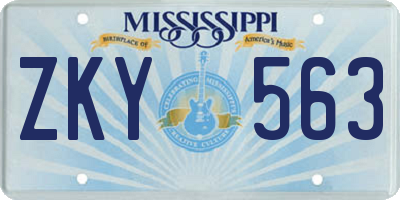 MS license plate ZKY563