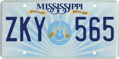 MS license plate ZKY565