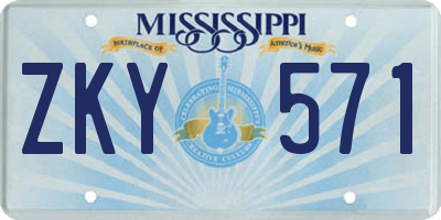 MS license plate ZKY571