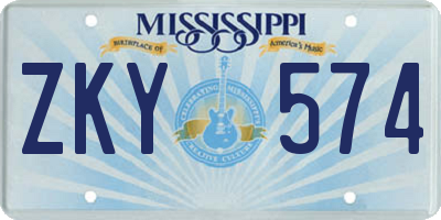 MS license plate ZKY574