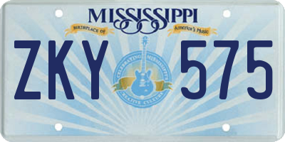 MS license plate ZKY575