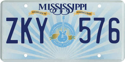 MS license plate ZKY576