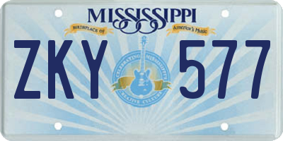 MS license plate ZKY577