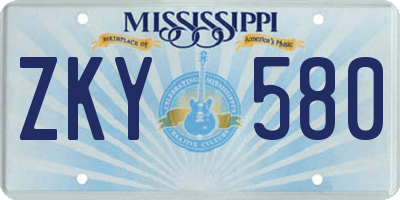 MS license plate ZKY580