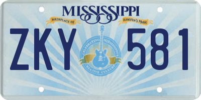 MS license plate ZKY581