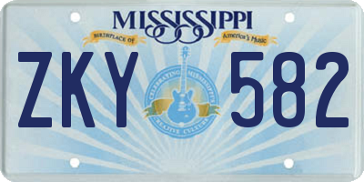 MS license plate ZKY582