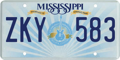 MS license plate ZKY583