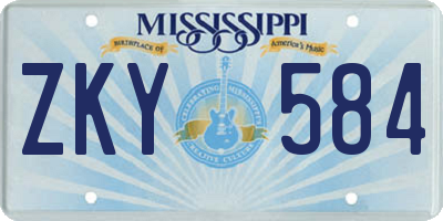 MS license plate ZKY584