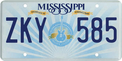 MS license plate ZKY585