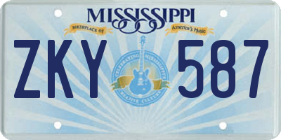 MS license plate ZKY587