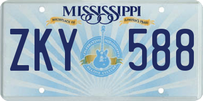 MS license plate ZKY588