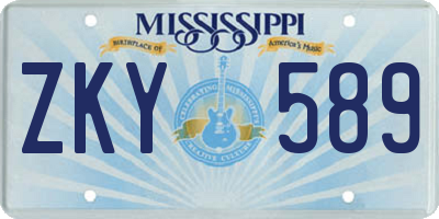 MS license plate ZKY589