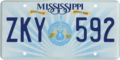 MS license plate ZKY592