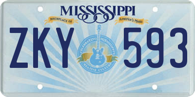 MS license plate ZKY593