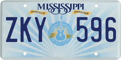MS license plate ZKY596